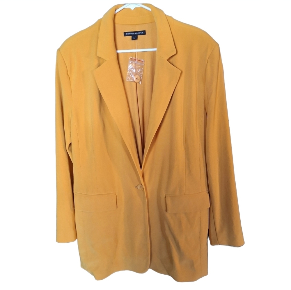 NWOT Boston Proper Beyond Travel Classic Boyfriend Blazer Marigold 18